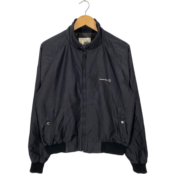 Vintage 90s Mercedes-Benz Embroidered Nylon Windbreaker Jacket Black mens size M - Picture 1 of 6